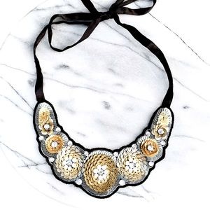 COPY🎉Host Pick🎉 Vintage Art Deco Metallic Bib Boho Statement Necklace